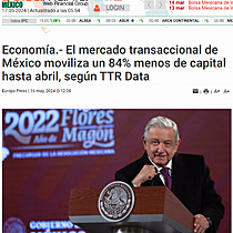 Economa.- El mercado transaccional de Mxico moviliza un 84% menos de capital hasta abril, segn TTR Data